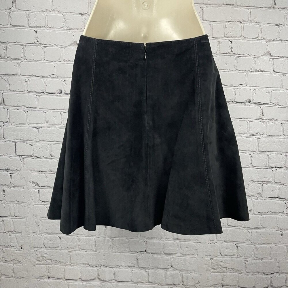 Donald J Pliner Black Suede A Line Mini Skirt Zipped Lined Italy Made Size 4 - Picture 2 of 8